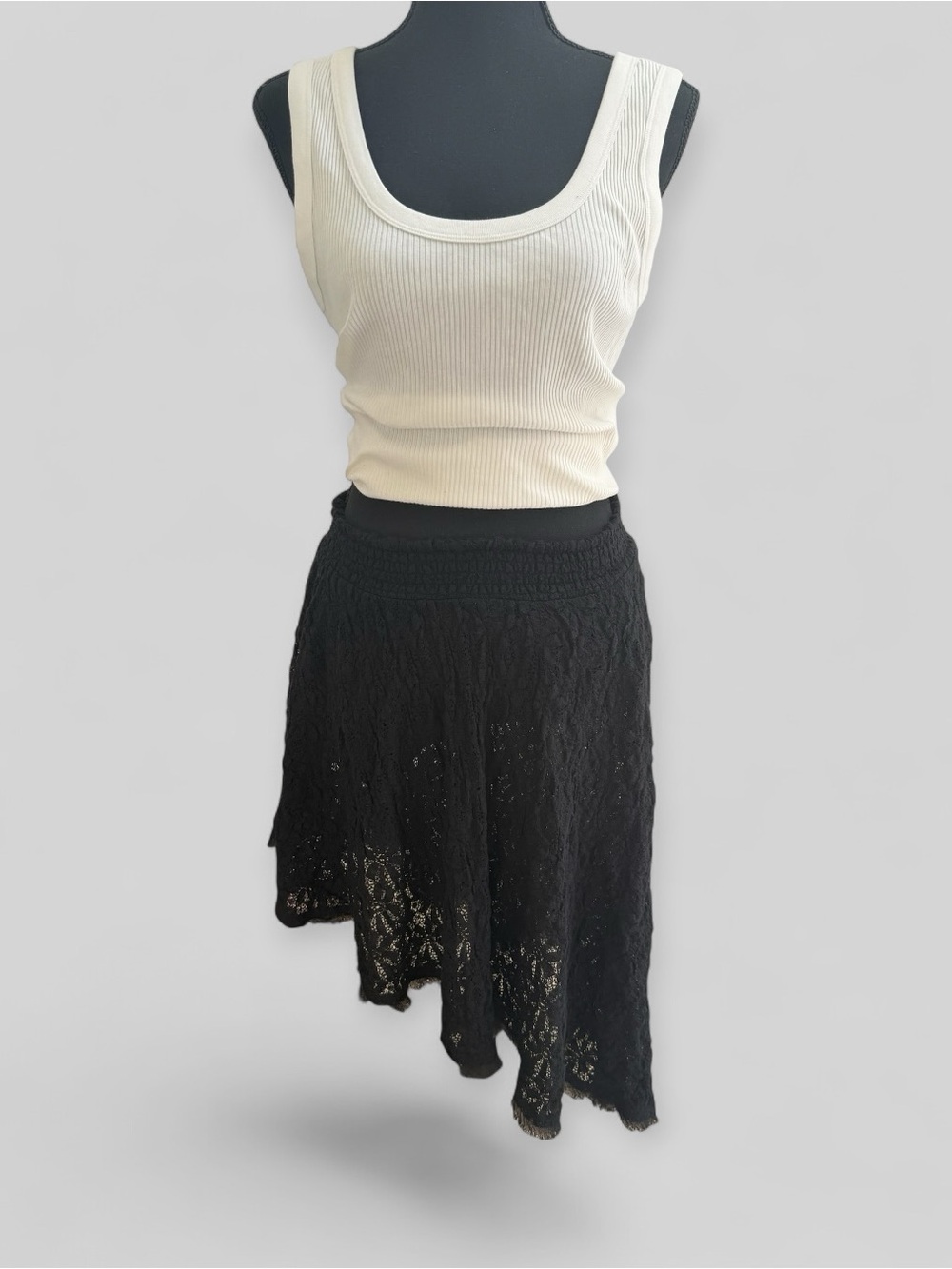 Free People Black Asymmetrical Lace Skirt